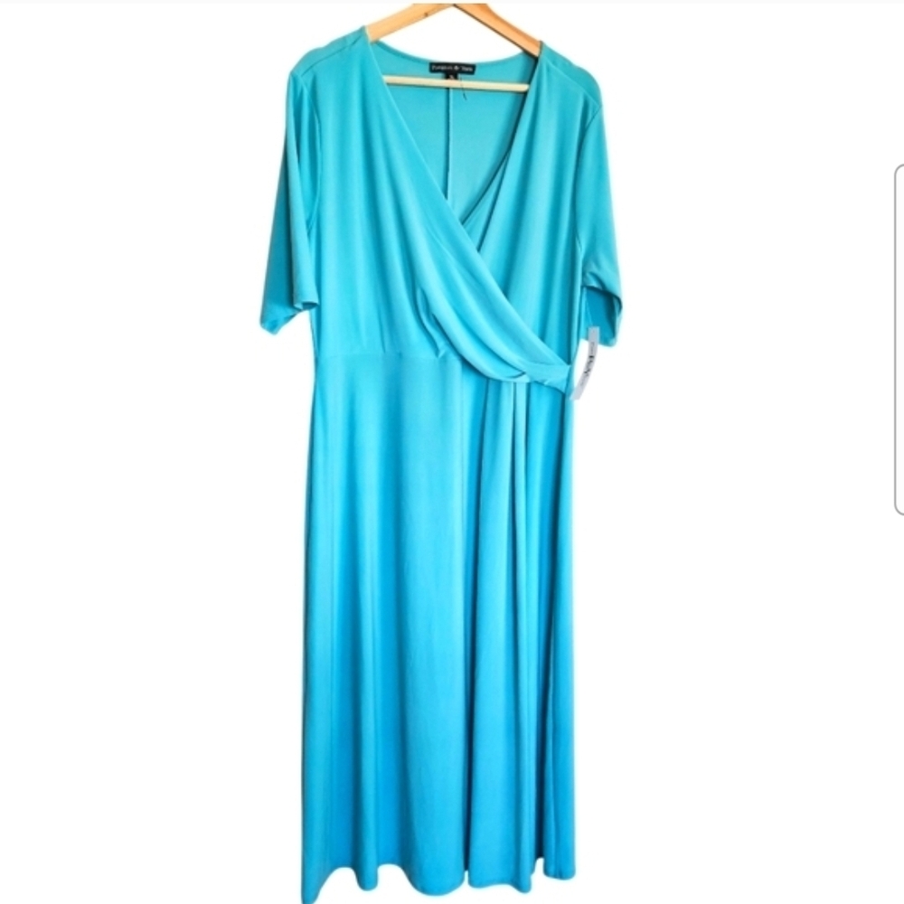 Prestom & York Dress XL New Teal Blue Midi Length Mother Of Bride Travel Resort